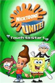 Title screen of Nickelodeon Spongebob Squarepants And Friends Unite! on the Nintendo DS.