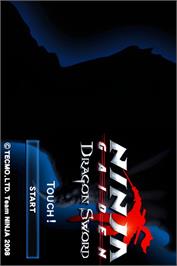 Title screen of Ninja Gaiden Dragon Sword on the Nintendo DS.
