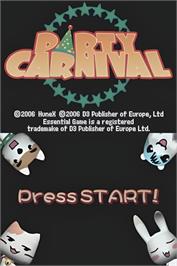 Title screen of Party Carnival on the Nintendo DS.