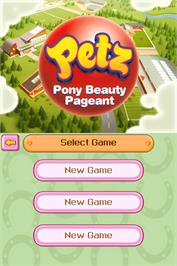 Title screen of Petz - Pony Beauty Pageant on the Nintendo DS.
