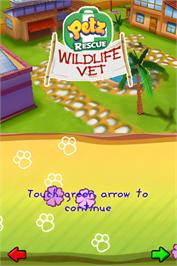 Title screen of Petz Rescue - Wildlife Vet on the Nintendo DS.