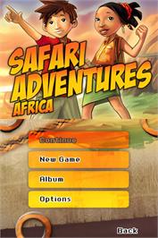 Title screen of Safari Adventures - Africa on the Nintendo DS.