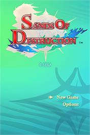 Title screen of Sands Of Destruction on the Nintendo DS.