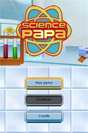 Title screen of Science Papa on the Nintendo DS.