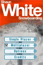 Title screen of Shaun White Snowboarding on the Nintendo DS.