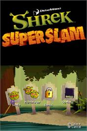 Title screen of Shrek SuperSlam on the Nintendo DS.