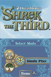 Title screen of Shrek the Third on the Nintendo DS.