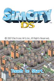 Title screen of Simcity Ds on the Nintendo DS.