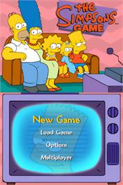 Title screen of Simpsons Game, The on the Nintendo DS.