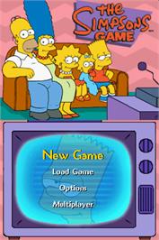 Title screen of Simpsons Game on the Nintendo DS.