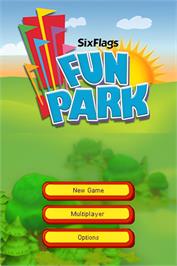 Title screen of Six Flags Fun Park on the Nintendo DS.