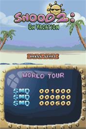 Title screen of Snood 2: On Vacation on the Nintendo DS.