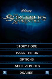 Title screen of Sorcerer's Apprentice, The on the Nintendo DS.