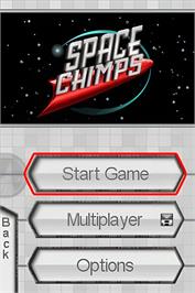 Title screen of Space Chimps on the Nintendo DS.