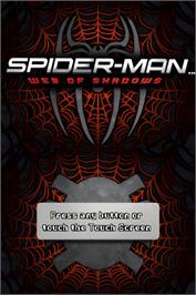 Title screen of Spider-man - Web Of Shadows on the Nintendo DS.