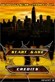 Title screen of Spider-man 2 on the Nintendo DS.