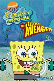 Title screen of SpongeBob SquarePants: The Yellow Avenger on the Nintendo DS.