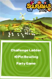 Title screen of Squeeballs Party on the Nintendo DS.