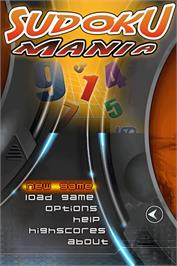 Title screen of Sudoku Mania - Enhance Your Critical Thinking Skills! on the Nintendo DS.