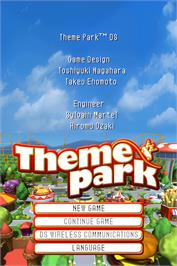 Title screen of Theme Park on the Nintendo DS.