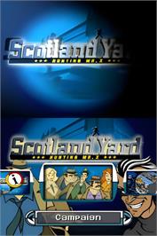 Title screen of Thinksmart Games - Scotland Yard - Hunting Mister X on the Nintendo DS.