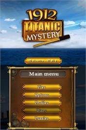 Title screen of Titanic Mystery on the Nintendo DS.