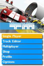 Title screen of Trackmania Turbo on the Nintendo DS.