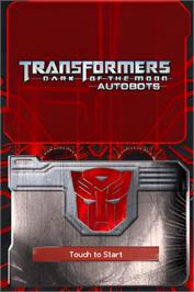 Title screen of Transformers - Dark of the Moon - Autobots on the Nintendo DS.