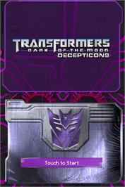 Title screen of Transformers 3 - La Face Cachée De La Lune - Decepticons on the Nintendo DS.