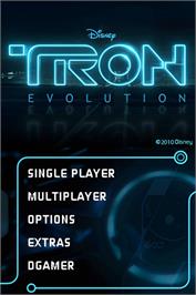 Title screen of Tron Evolution on the Nintendo DS.
