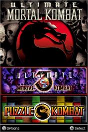 Title screen of Ultimate Mortal Kombat 3 on the Nintendo DS.