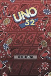 Title screen of Uno 52 on the Nintendo DS.