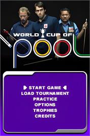 Title screen of World Cup Of Pool on the Nintendo DS.