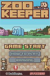 Title screen of Zoo Keeper on the Nintendo DS.