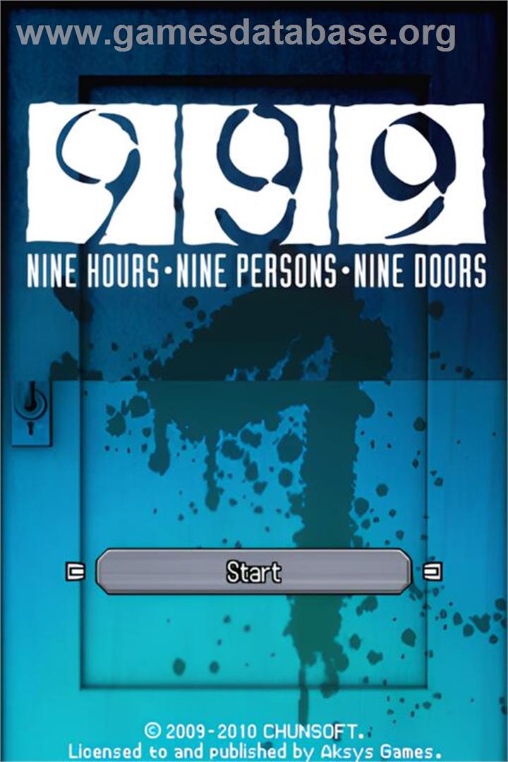 999 - Nine Hours Nine Persons Nine Doors - Nintendo DS - Artwork - Title Screen