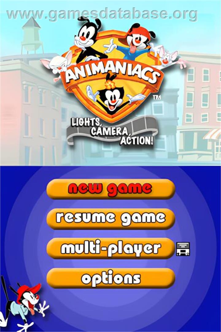 Animaniacs - Lights Camera Action ! - Nintendo DS - Artwork - Title Screen