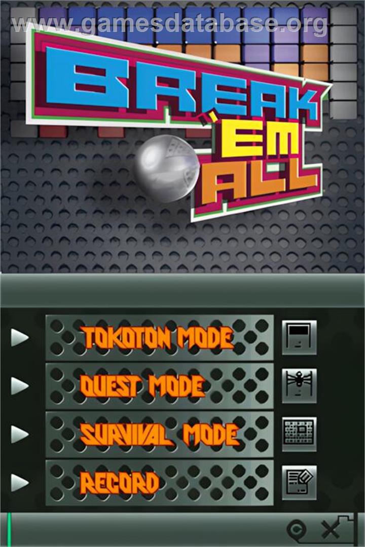 Break 'em All - Nintendo DS - Artwork - Title Screen