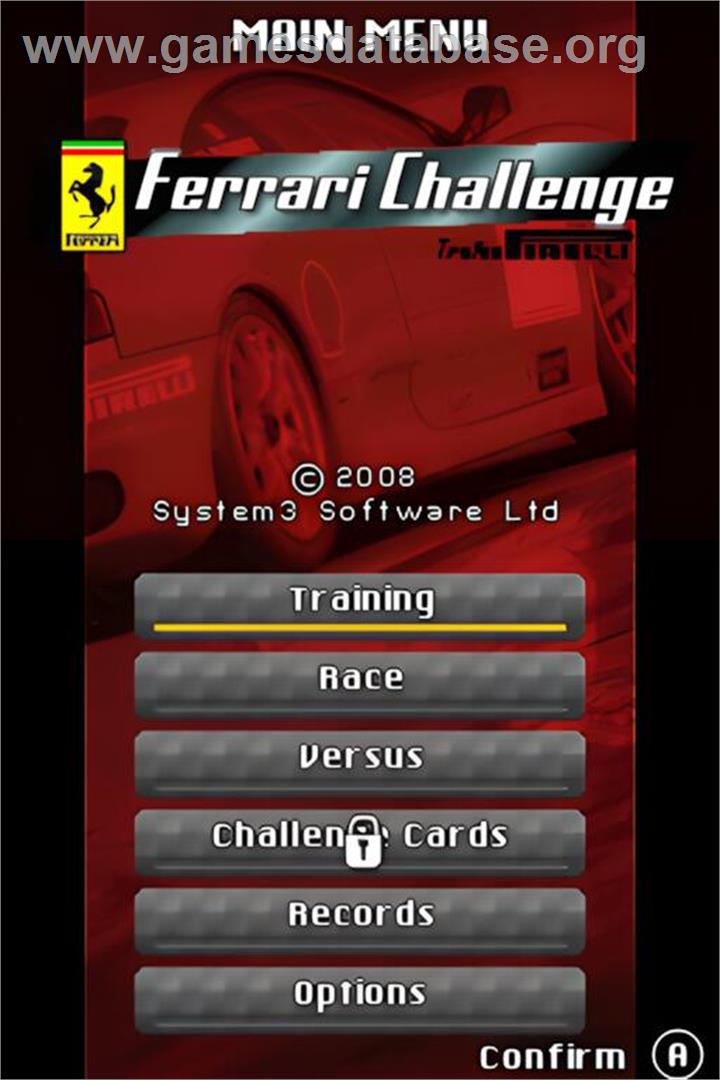 Ferrari Challenge - Trofeo Pirelli - Nintendo DS - Artwork - Title Screen