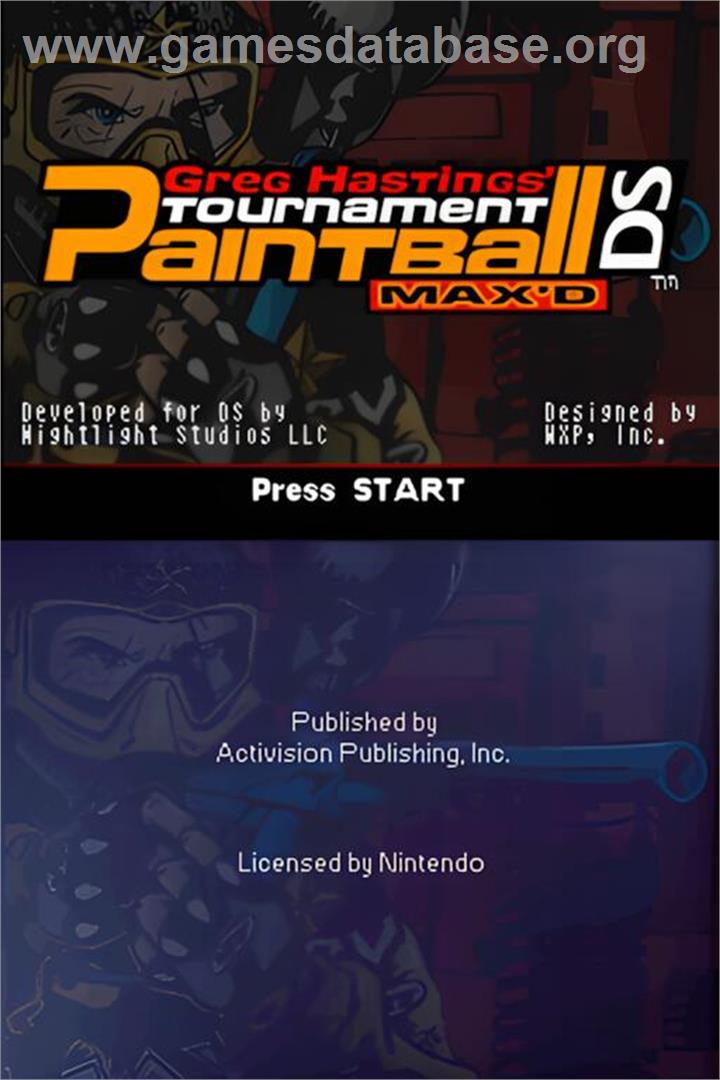 Greg Hastings' Tournament Paintball Max'd - Nintendo DS - Artwork - Title Screen