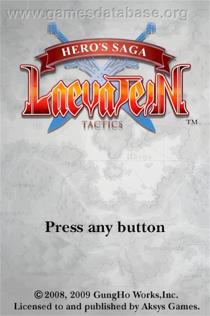 Hero's Saga Laevatein Tactics - Nintendo DS - Artwork - Title Screen
