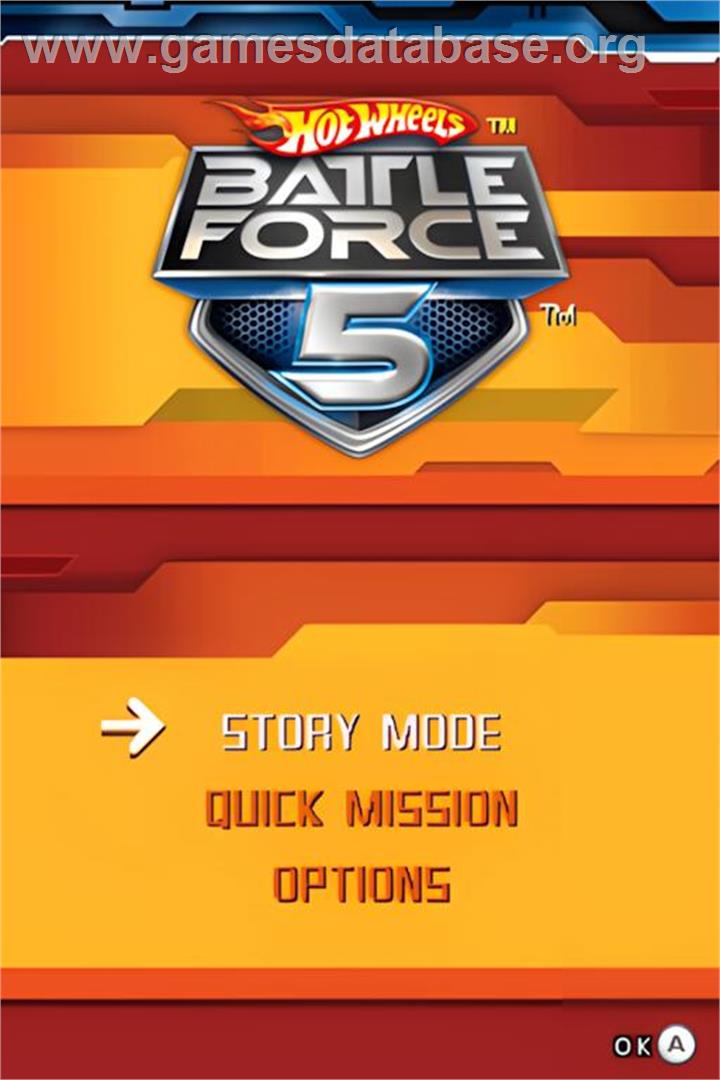Hot Wheels - Battle Force 5 - Nintendo DS - Artwork - Title Screen
