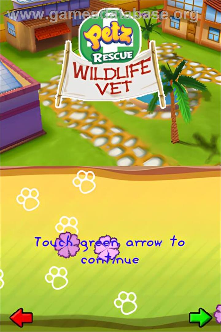 Petz Rescue - Wildlife Vet - Nintendo DS - Artwork - Title Screen