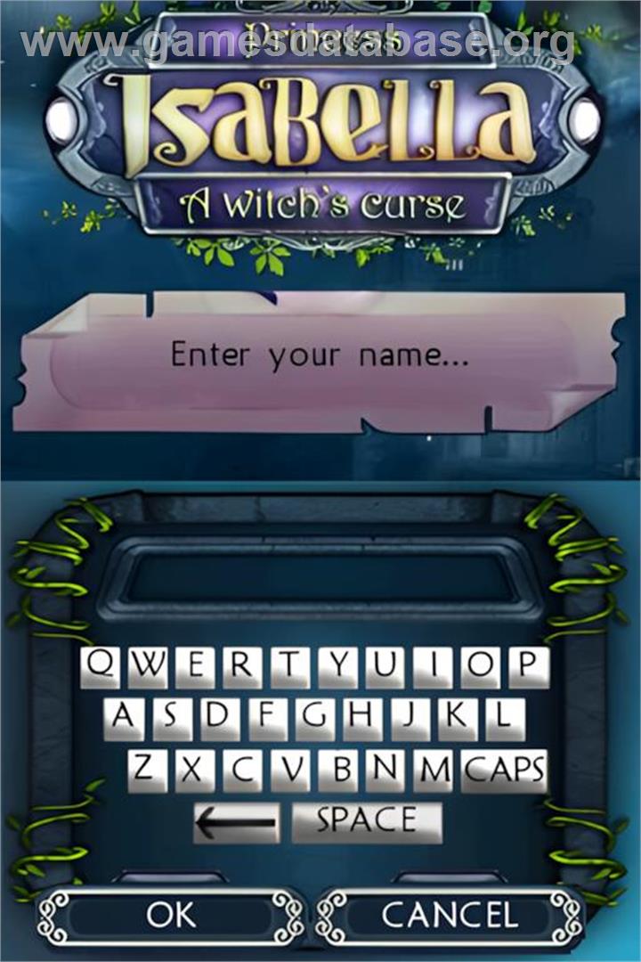 Princess Isabella - A Witch's Curse - Nintendo DS - Artwork - Title Screen
