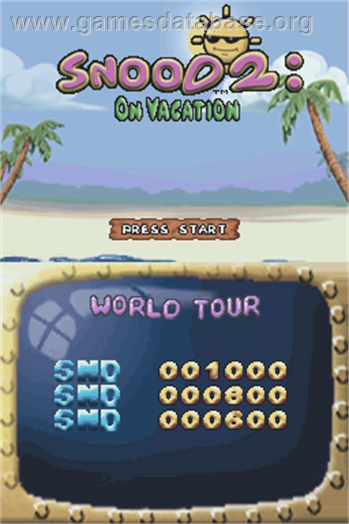 Snood 2: On Vacation - Nintendo DS - Artwork - Title Screen
