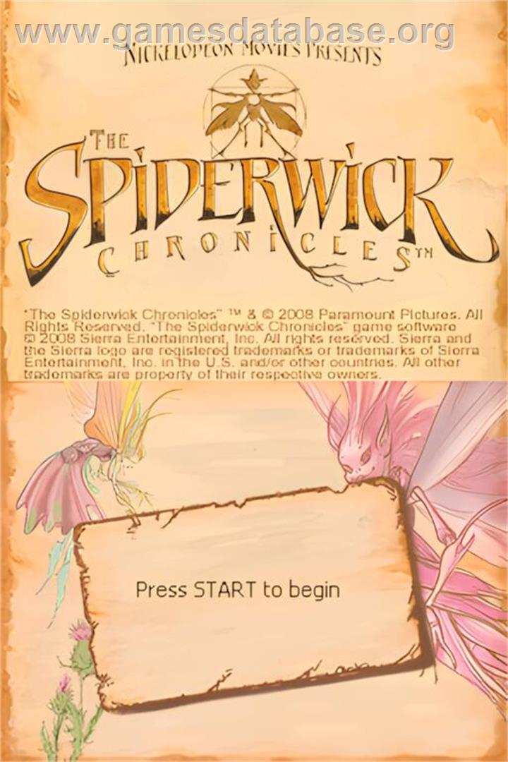 Spiderwick Chronicles, The - Nintendo DS - Artwork - Title Screen