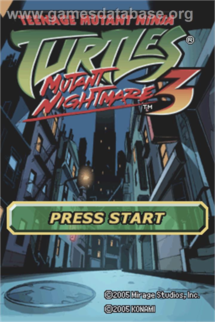 Teenage Mutant Ninja Turtles 3: Mutant Nightmare - Nintendo DS - Artwork - Title Screen
