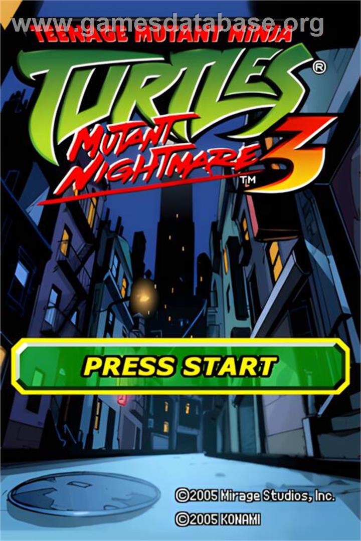 Teenage Mutant Ninja Turtles 3 - Mutant Nightmare - Nintendo DS - Artwork - Title Screen