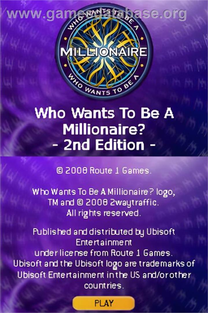 Who Wants To Be A Millionaire - 2nd Edition - Nintendo DS - Artwork - Title Screen