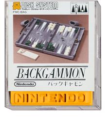 Box cover for Backgammon on the Nintendo Famicom Disk System.