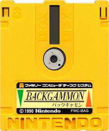 Cartridge artwork for Backgammon on the Nintendo Famicom Disk System.